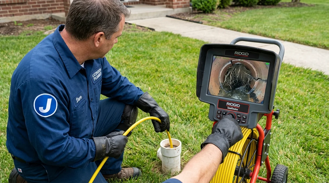 Sewer camera inspection being performed by Johns Plumbing LLC in Hardin